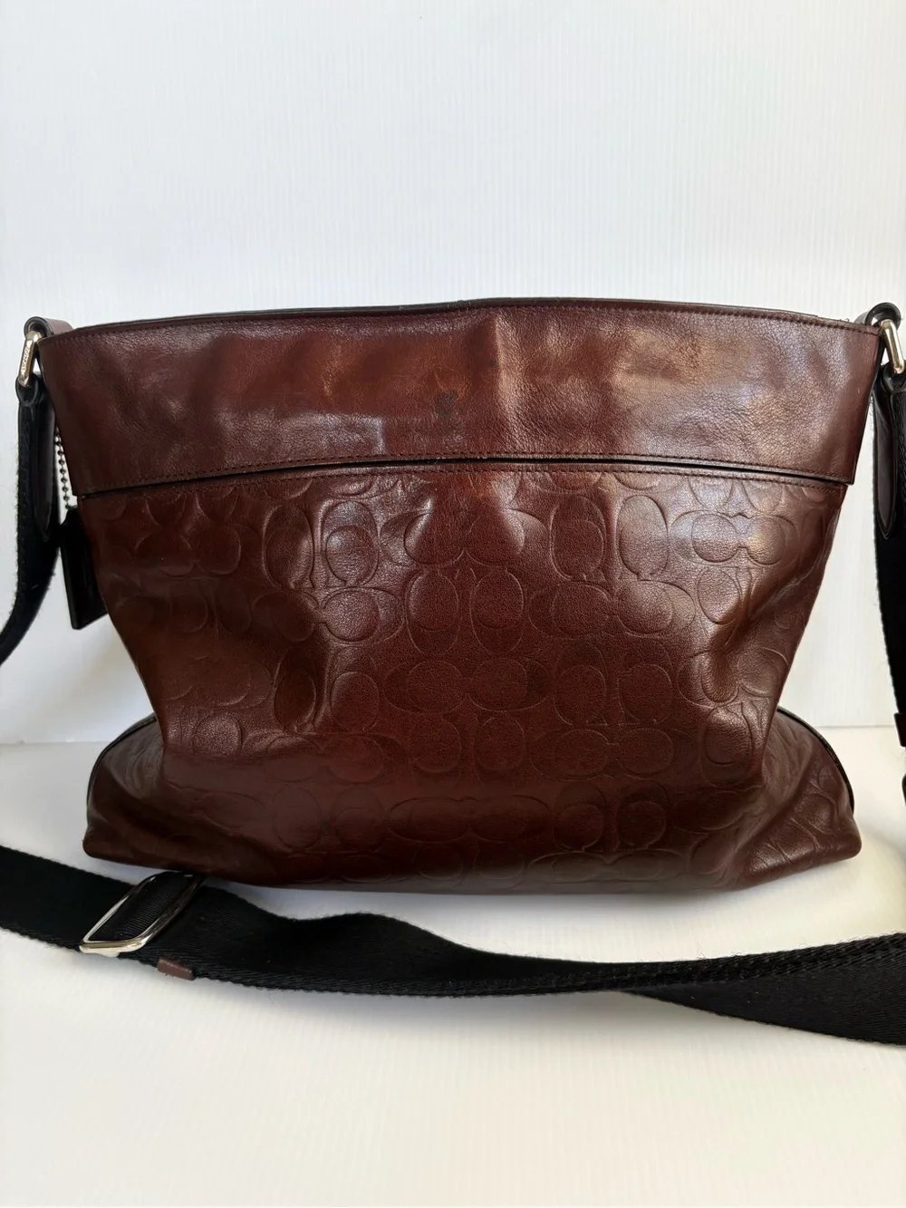 Coach Men's Sam Signature Mahogany Sport Calf Leather Crossbody Bag 72106